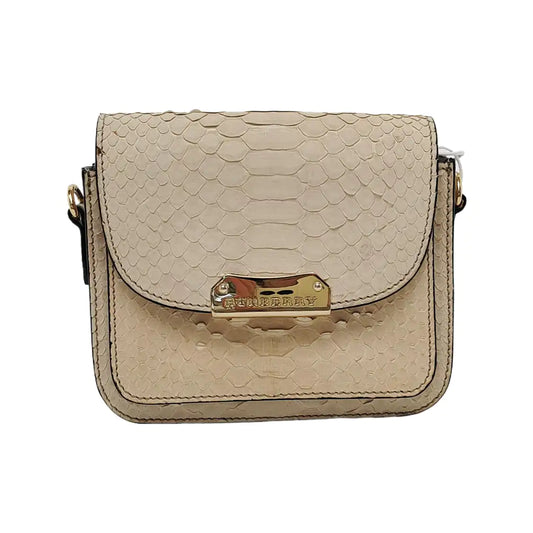 BURBERRY Langley Light Gray Leather Snake Pattern Single Shoulder Bag Crossbody Bag Golden hardware Removable shoulder strap-(SKU)-945572337