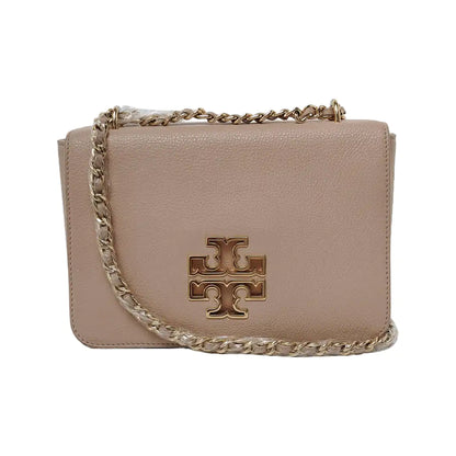 TORY BURCH Britten Nude Pink Calf Leather Crossbody Shoulder Bag Golden hardware-(SKU)-939905085