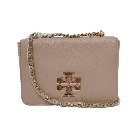 TORY BURCH Britten Nude Pink Calf Leather Crossbody Shoulder Bag Golden hardware-(SKU)-939905085