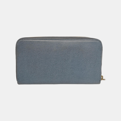 FURLA Blue Leather Embossed Wallet Golden hardware-(SKU)-940647077