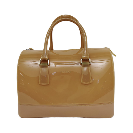 FURLA Candy Large size Brown special material handbag Golden hardware-(SKU)-944064333