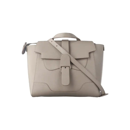 senreve Gray Cow Leather Embossed Single Shoulder Bag Backpack Silver Hardware Removable shoulder strap-(SKU)-14223070