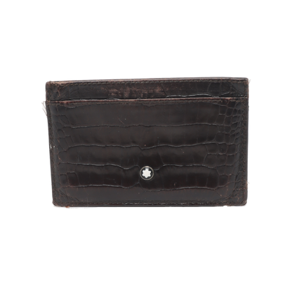MONTBLANC Black Leather Textured Card Case Silver Hardware-(SKU)-938883863