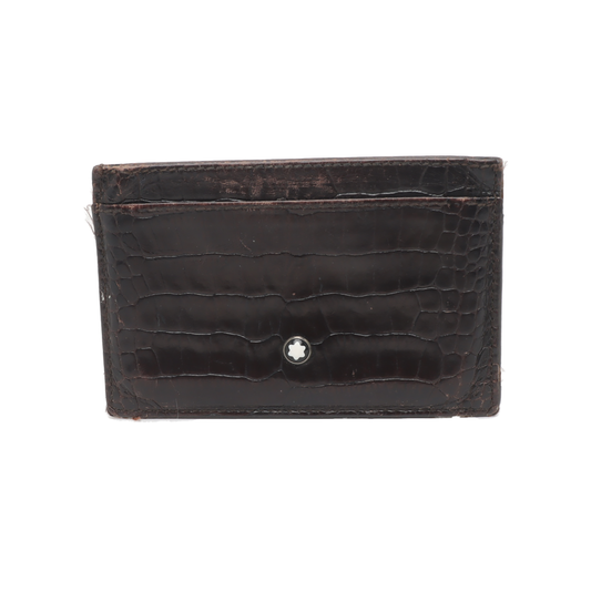MONTBLANC Black Leather Textured Card Case Silver Hardware-(SKU)-938883863
