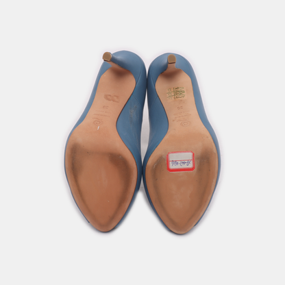 Alexander McQUEEN 36code Summer Blue Leather Women's Heels-(SKU)-13846184