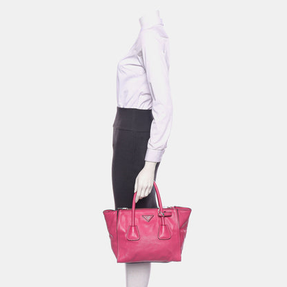 PRADA Glace Calf Blush Pink Leather Monogram Handbag Crossbody Single Shoulder Bag Silver Hardware-(SKU)-939994075