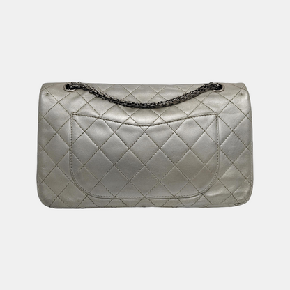 CHANEL 2.55 Silver Sheepskin Quilted Crossbody Shoulder Bag Silver Hardware 12 Flap-(SKU)-941216566