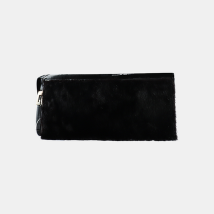 GUCCI Black Fur Handbag Silver Hardware-(SKU)-12419286