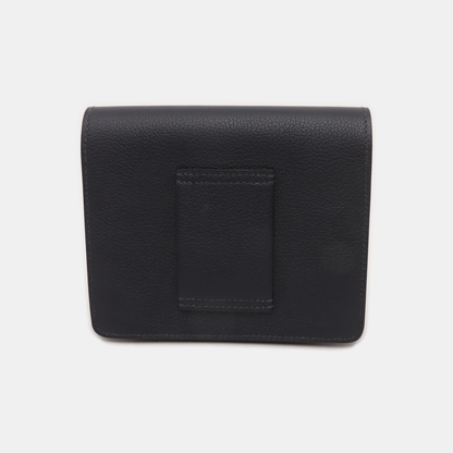 HERMÈS Roulis Slim Midnight Blue Evercolor Calfskin Piggy Wallet with Silver Hardware and Z Stamp-(SKU)-928394634