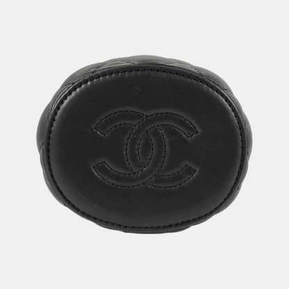 CHANEL CROWN BOX VANITY Small-sized Black Lamb Skin Quilted Monogram Crossbody Bag Shoulder Bag Golden Hardware-(SKU)-945181171