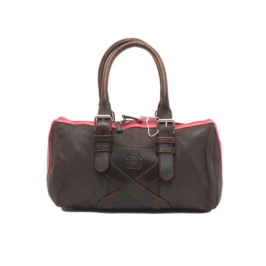 LOEWE Tote bag Dark Brown Leather Handbag Silver Hardware shoulder straps-(SKU)-938692603