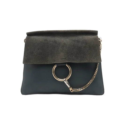 Chloé Faye Medium size Color block cowhide shoulder bag crossbody bag Golden hardware Removable shoulder strap-(SKU)-936442093