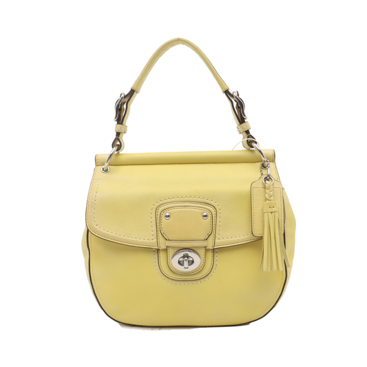 COACH WILLIS Yellow Leather Fringe Weaved Handbag Silver Hardware-(SKU)-937311657