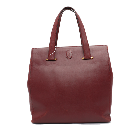 Cartier Tote bag Burgundy Cowhide Studs Shoulder Bag Handbag Golden hardware-(SKU)-12225119