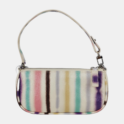 BY FAR White Leather Printed Tote Bag Silver Hardware-(SKU)-944296292