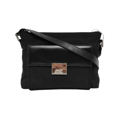 GUCCI Dark Brown Canvas Single Shoulder Bag Tote Ruthenium color hardware-(SKU)-942522014
