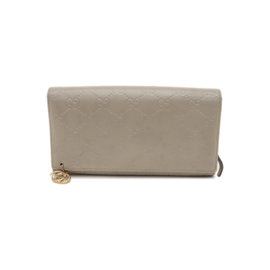 GUCCI Microguccissima Light Gray Cowhide Vintage Embossed Wallet Golden hardware-(SKU)-14418012
