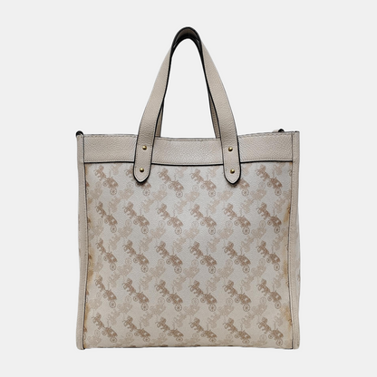 COACH FIELD White Coated Canvas Carriage Single Shoulder Bag Crossbody Handbag Golden hardware Removable shoulder strap-(SKU)-940671744