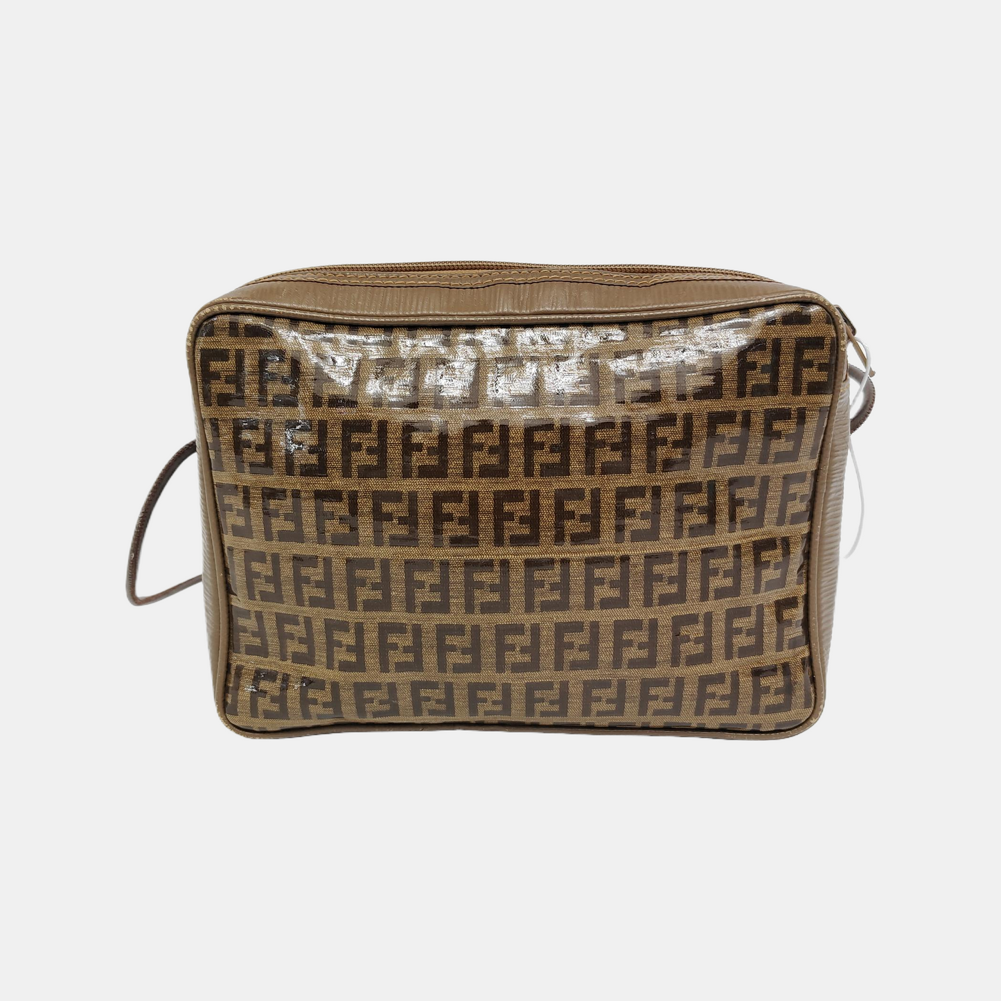 FENDI 棕色特殊材质双F斜挎包Shoulder Bag Brown Hardware-(SKU)-945609210
