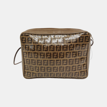 FENDI 棕色特殊材质双F斜挎包Shoulder Bag Brown Hardware-(SKU)-945609210
