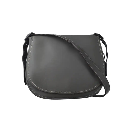 COACH SADDLE Gray leather crossbody single shoulder bag Black hardware Removable shoulder strap-(SKU)-932256406