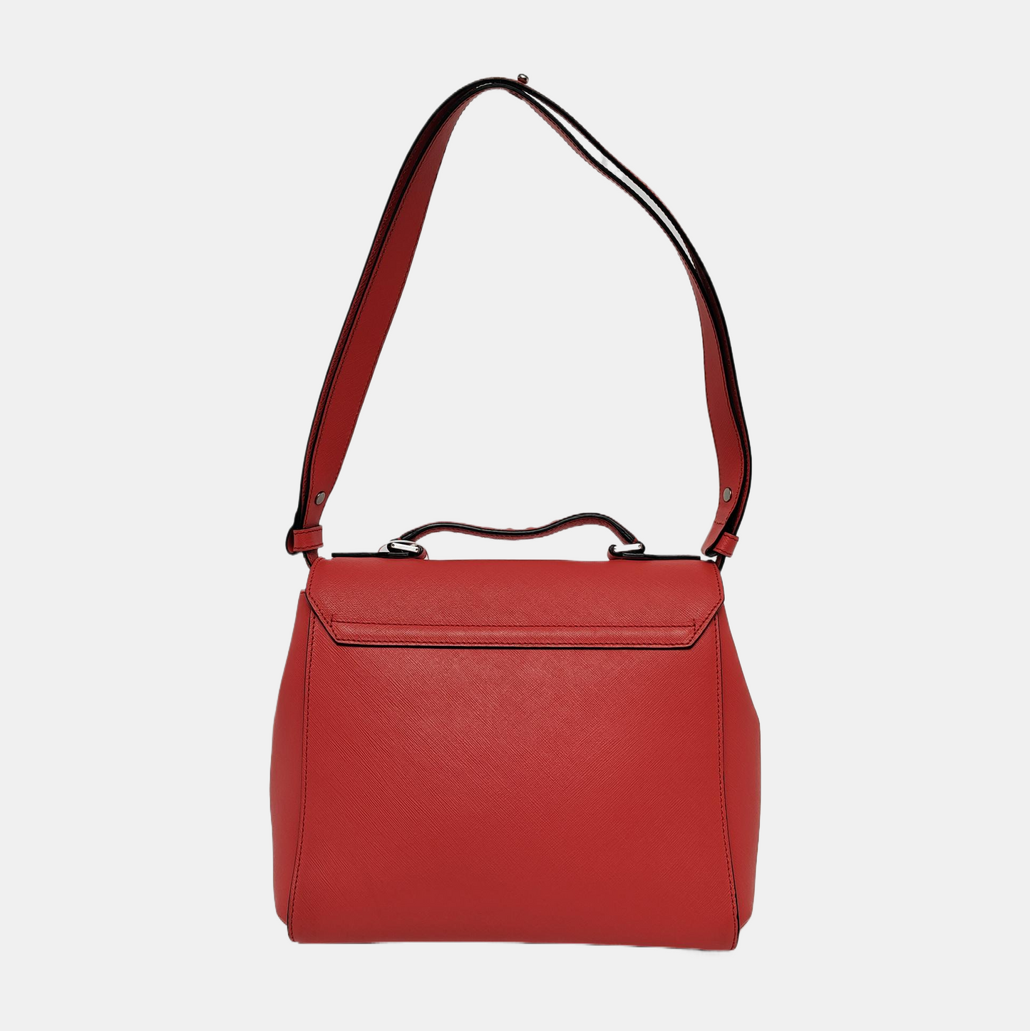MCM ELDA Red Cowhide Embossed Single Shoulder Bag Silver Hardware Removable shoulder strap-(SKU)-13990145