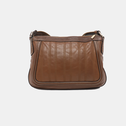 CELINE BOOGIE Brown Leather Quilted Single Shoulder Bag Crossbody Golden hardware-(SKU)-14448412