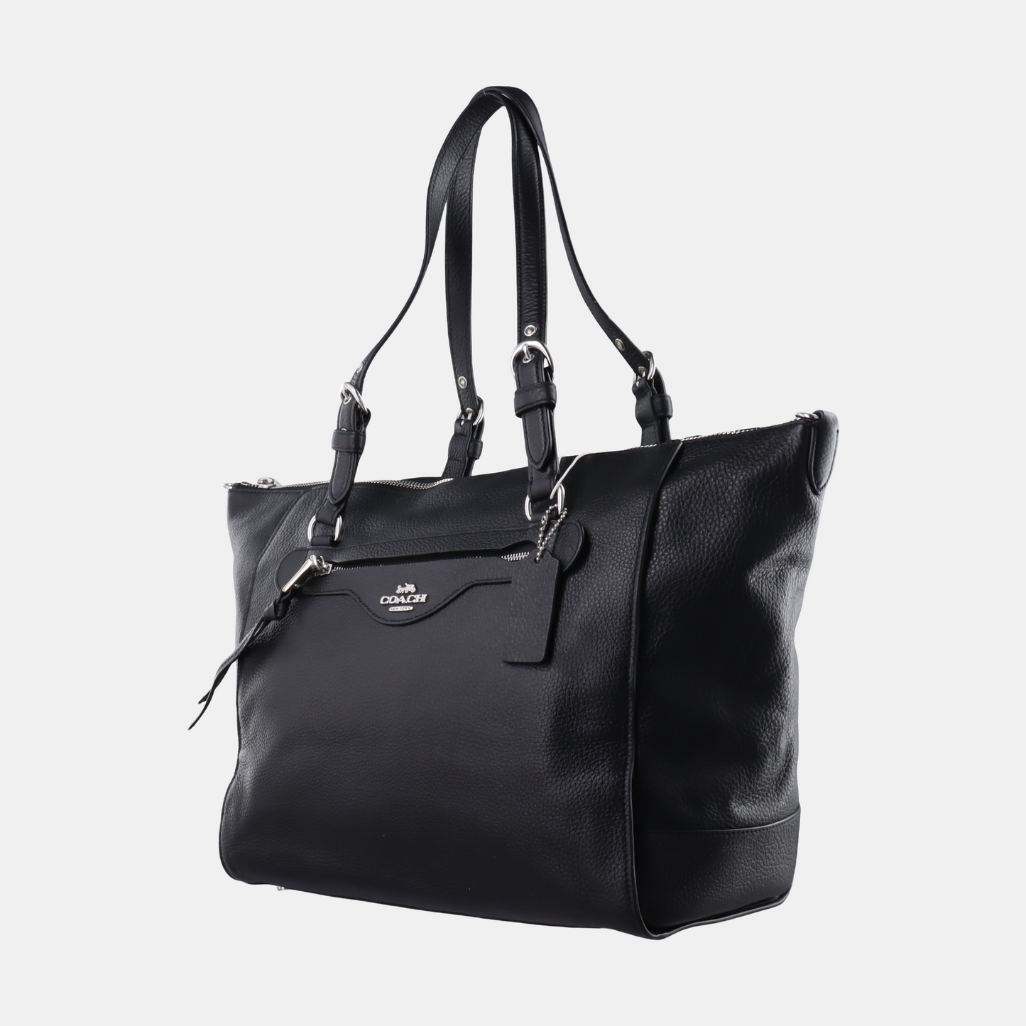 COACH PRAIRIE Black Leather Single Shoulder Bag Handbag Silver Hardware shoulder straps-(SKU)-934854540