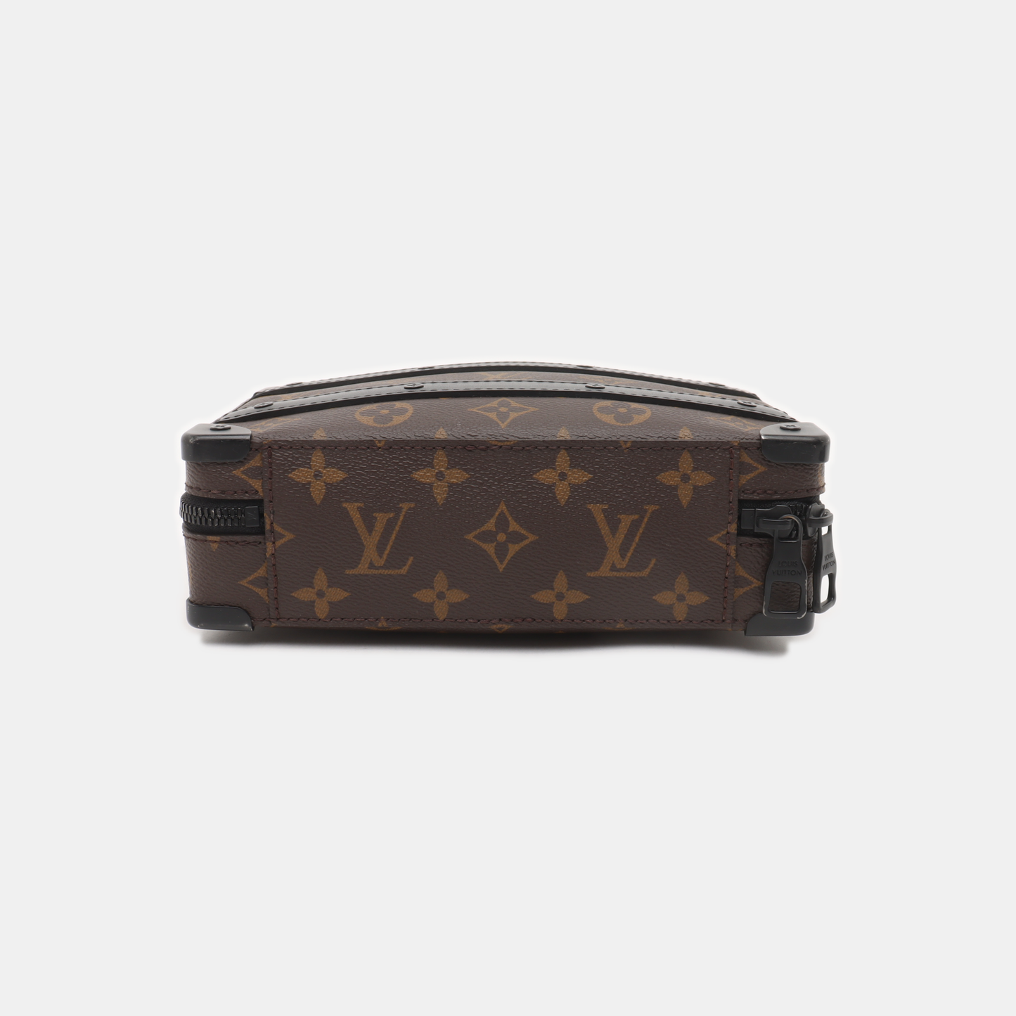 LOUIS VUITTON SOFT TRUNK Brown Coated Canvas Monogram Handbag Crossbody Shoulder Bag Black Hardware-(SKU)-14509670