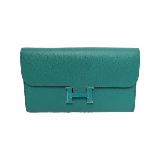 HERMÈS Constance Verona Green Epsom Calfskin Wallet, Green Hardware, A-(SKU)-945960942