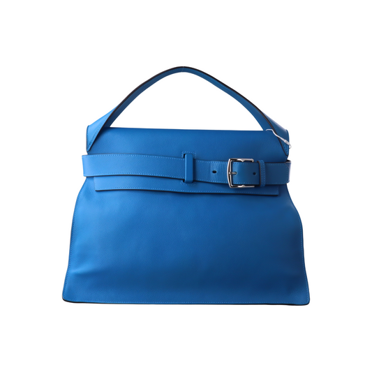 HERMÈS Etribelt Tanzanian Blue Evercolor Leather Tote Bag Silver Hardware 🅀 Stamp-(SKU)-931664662