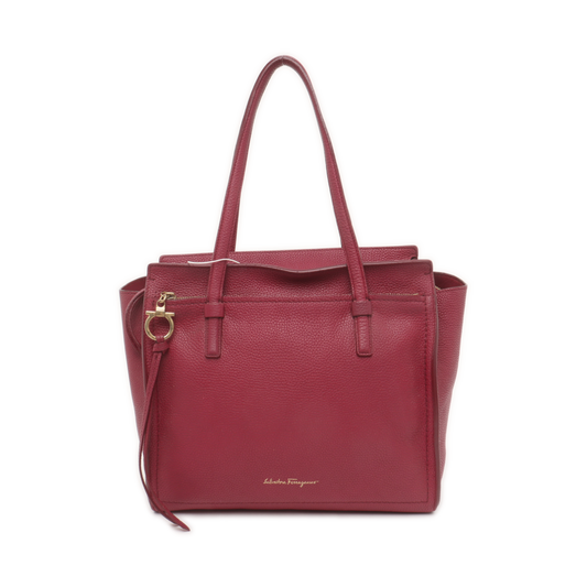 FERRAGAMO Amy Medium size Fuchsia Cowhide Leather Shoulder Bag Golden hardware-(SKU)-939936787
