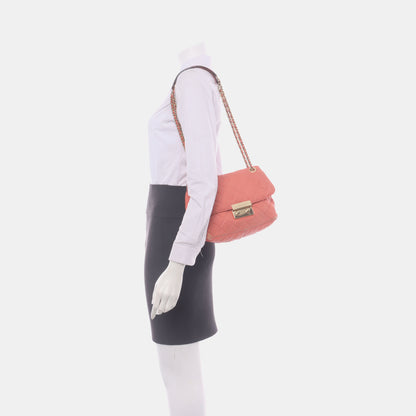 MICHAEL KORS Sloan Orange-pink cowhide quilted crossbody bag/shoulder bag/handbag Golden hardware-(SKU)-932342596