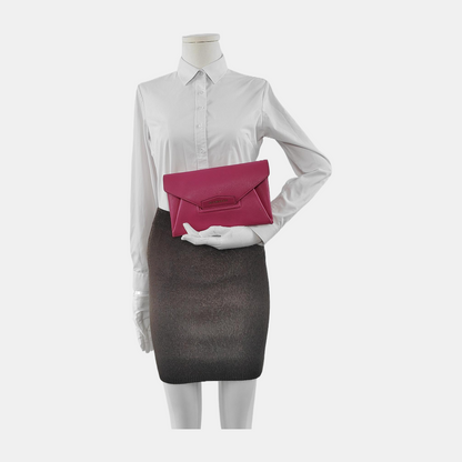GIVENCHY Fuchsia Leather Clutch Golden hardware-(SKU)-942770885