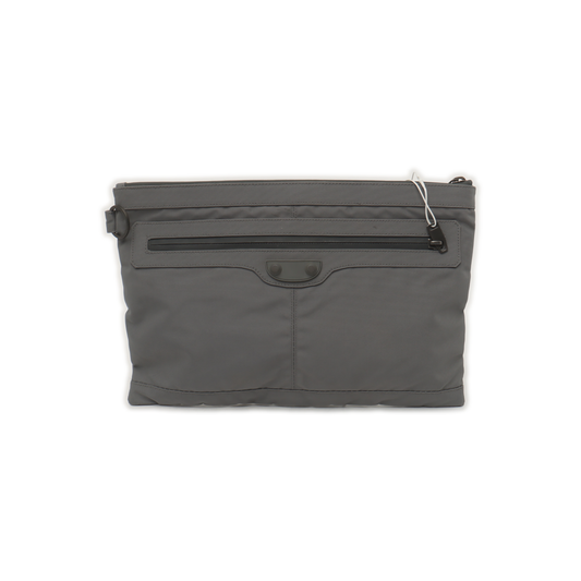 BALENCIAGA Classic City Gray Canvas Studs Clutch Silver Hardware-(SKU)-935826835