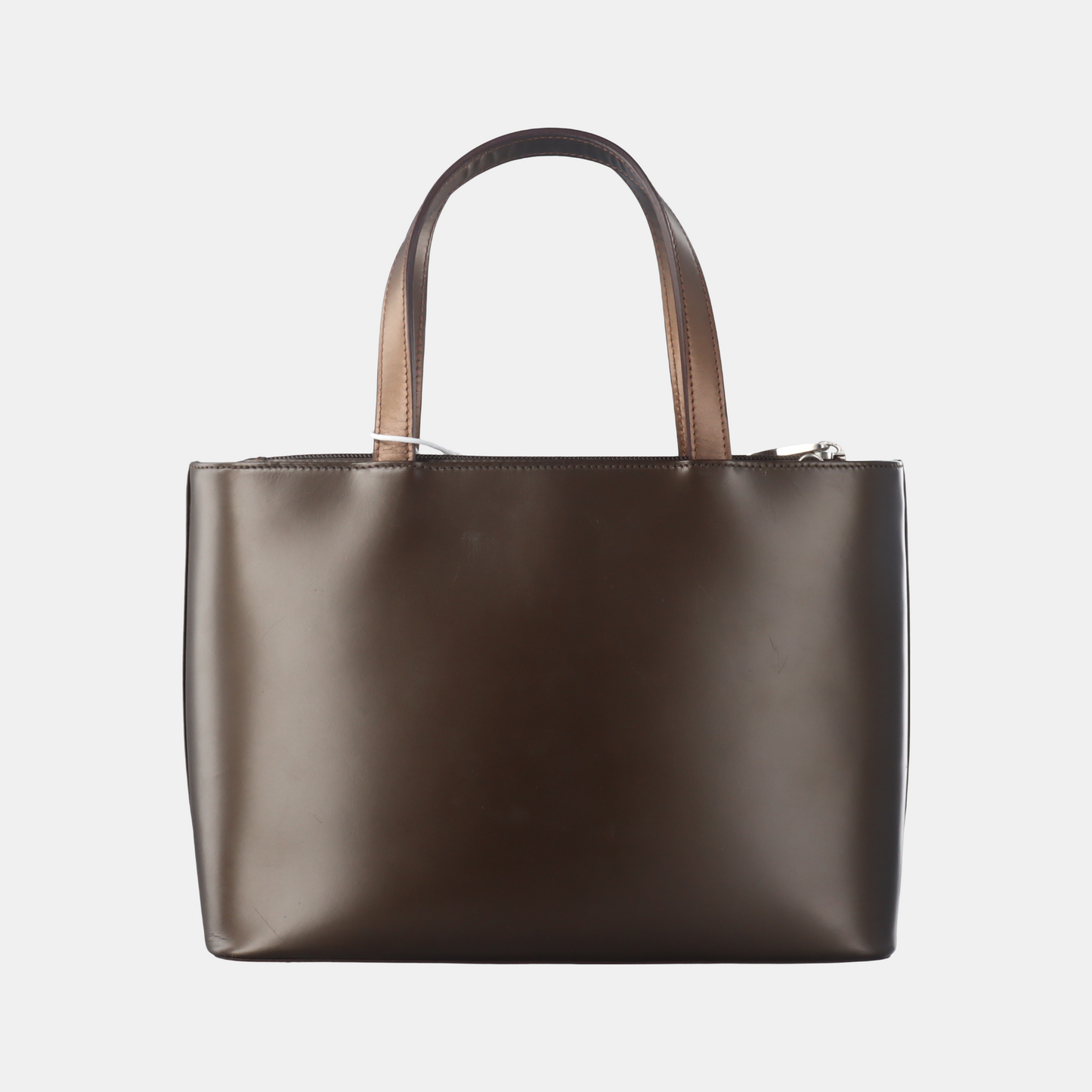LOEWE T Pouch  Dark Brown Leather Handbag Silver Hardware-(SKU)-13379220