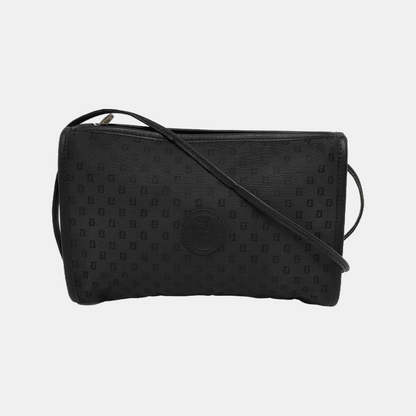 FENDI Black织物双F提花斜挎包 Silver Hardware-(SKU)-946021807