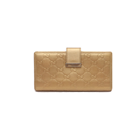 GUCCI Signature金色牛皮老花,压纹钱包-(SKU)-13768073