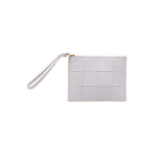 BOTTEGA VENETA Light Purple Sheepskin Braided Clutch Bag Golden hardware-(SKU)-934190707