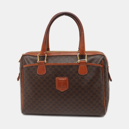 CELINE MACADAM Brown Coated Canvas Triumph Tote Bag Golden hardware-(SKU)-935552014