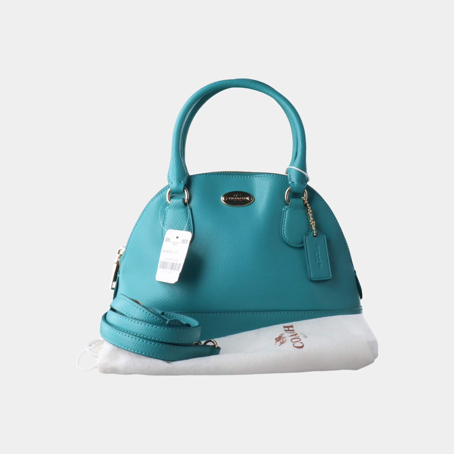 COACH CORA Light Blue Cowhide Crossbody Tote Shoulder Bag Golden hardware Removable shoulder strap-(SKU)-14348899