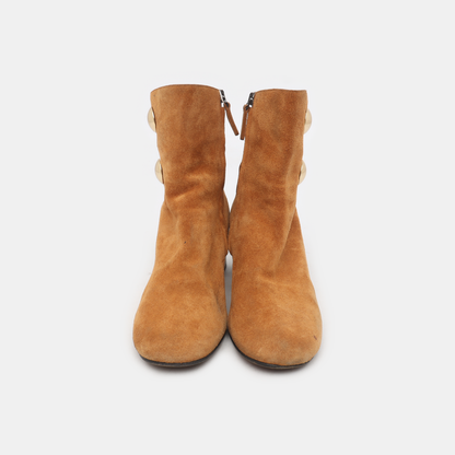 Chloé 36.5code Light Brown Nubuck Women's Mid-Heel Shoes-(SKU)-14487021