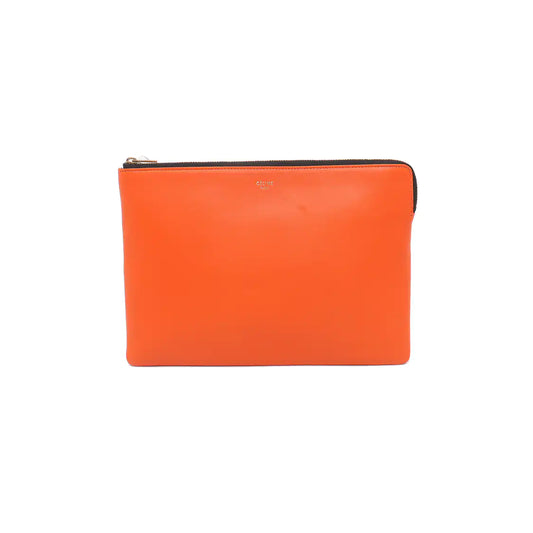 CELINE SOLO Orange Calfskin Handbag Golden hardware-(SKU)-14437667