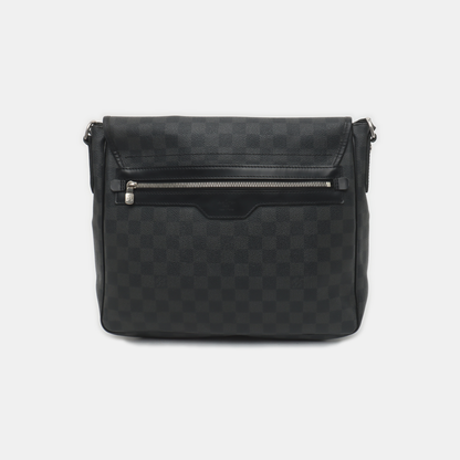 LOUIS VUITTON DANIEL Gray Coated Canvas Checkerboard Single Shoulder Bag Crossbody Bag Silver Hardware-(SKU)-938485828