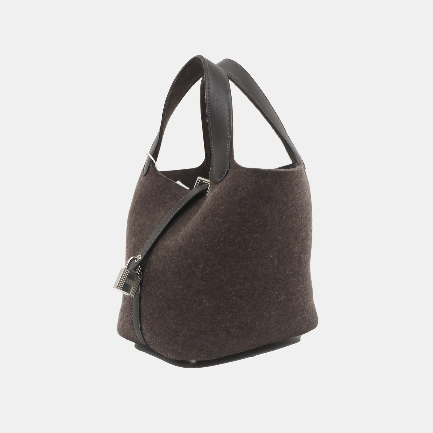 HERMÈS Picotin Lock 18 Taupe Grey Felt Tote Bag with Silver Hardware-(SKU)-934996472