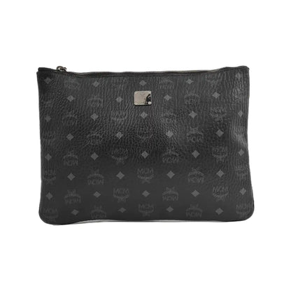 MCM ESSENTIAL Black coated canvas monogram handbag Silver Hardware-(SKU)-942090825