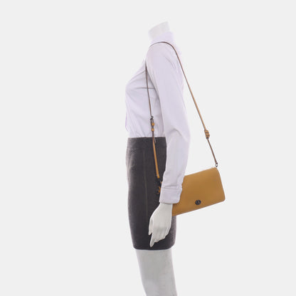 COACH DINKY Yellow Cowhide Single Shoulder Bag Crossbody Bag Black hardware Removable shoulder strap-(SKU)-14415127