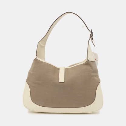 GUCCI Bardot Ebony Coated Canvas Single Shoulder Bag Handbag Silver Hardware-(SKU)-939776202
