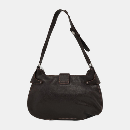 FERRAGAMO Deep brown cowhide single shoulder bag Silver Hardware-(SKU)-944080501