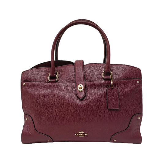 COACH MERCER Burgundy Cowhide Embossed Shoulder Bag Handbag Crossbody Golden hardware Removable shoulder strap-(SKU)-940526450